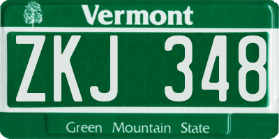 VT license plate ZKJ348