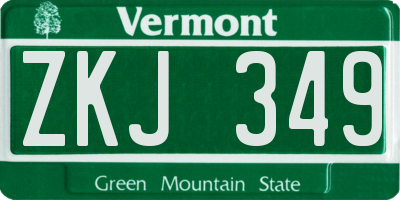VT license plate ZKJ349