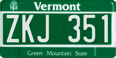 VT license plate ZKJ351