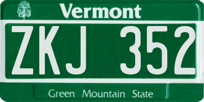 VT license plate ZKJ352