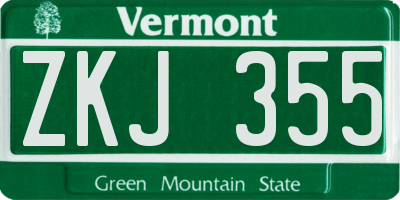 VT license plate ZKJ355