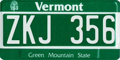 VT license plate ZKJ356