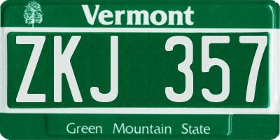 VT license plate ZKJ357