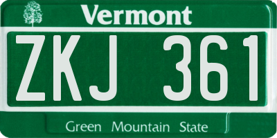 VT license plate ZKJ361