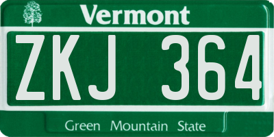 VT license plate ZKJ364