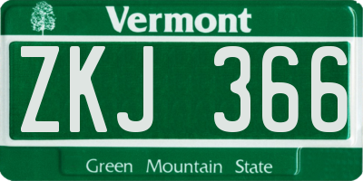 VT license plate ZKJ366