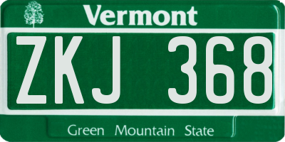 VT license plate ZKJ368