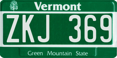 VT license plate ZKJ369
