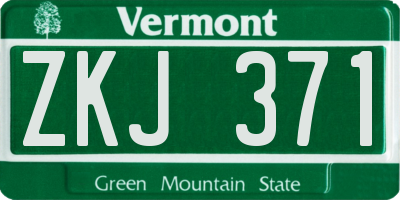 VT license plate ZKJ371