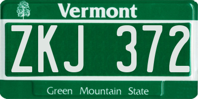 VT license plate ZKJ372