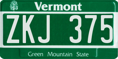 VT license plate ZKJ375
