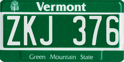 VT license plate ZKJ376