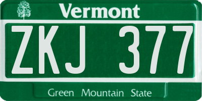 VT license plate ZKJ377