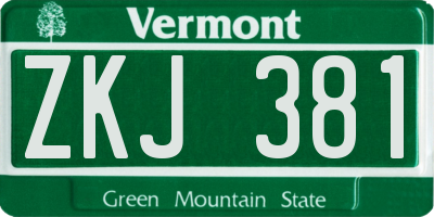 VT license plate ZKJ381