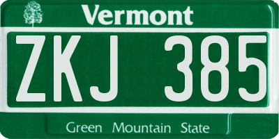 VT license plate ZKJ385