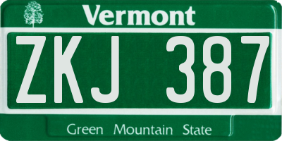 VT license plate ZKJ387