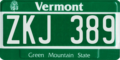 VT license plate ZKJ389