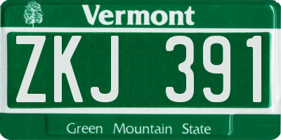 VT license plate ZKJ391