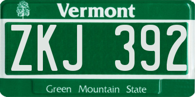 VT license plate ZKJ392