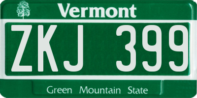 VT license plate ZKJ399