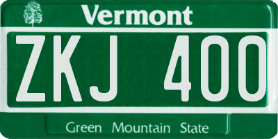VT license plate ZKJ400