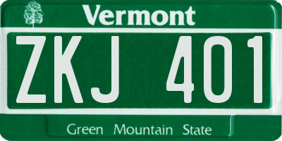 VT license plate ZKJ401