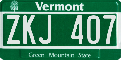 VT license plate ZKJ407