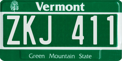 VT license plate ZKJ411