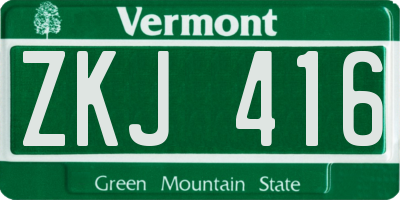 VT license plate ZKJ416