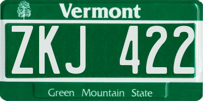 VT license plate ZKJ422