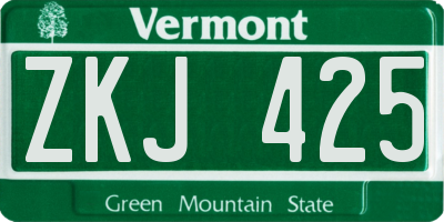 VT license plate ZKJ425