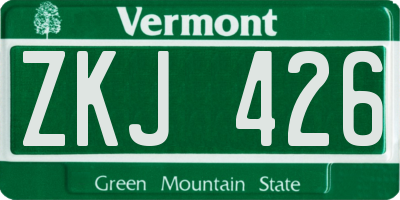 VT license plate ZKJ426
