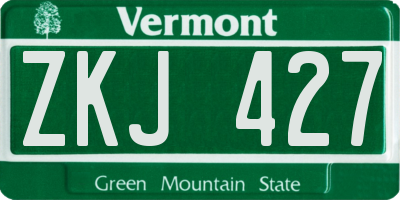 VT license plate ZKJ427