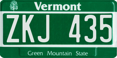 VT license plate ZKJ435