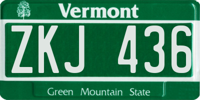 VT license plate ZKJ436