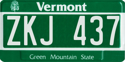 VT license plate ZKJ437