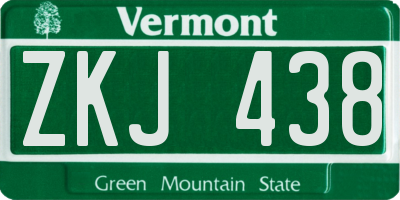 VT license plate ZKJ438
