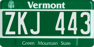 VT license plate ZKJ443