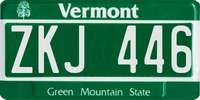 VT license plate ZKJ446