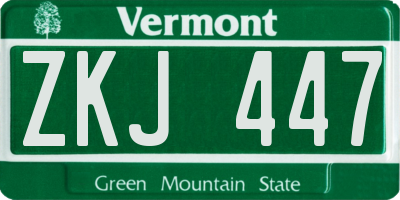 VT license plate ZKJ447