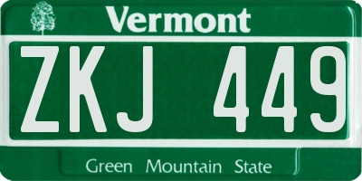 VT license plate ZKJ449