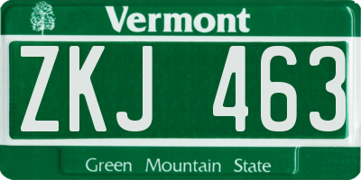VT license plate ZKJ463
