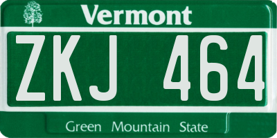 VT license plate ZKJ464