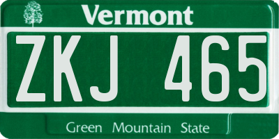 VT license plate ZKJ465