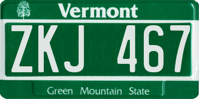 VT license plate ZKJ467