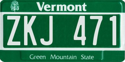 VT license plate ZKJ471