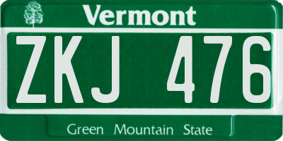 VT license plate ZKJ476
