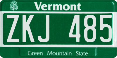 VT license plate ZKJ485