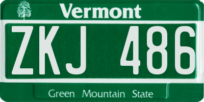 VT license plate ZKJ486