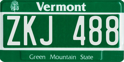 VT license plate ZKJ488